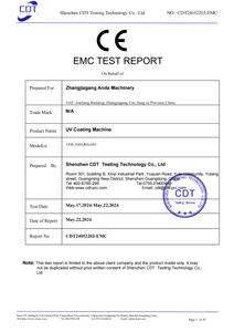 UV coating machine MD Report