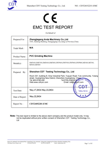 PVC grinding machine MD Report